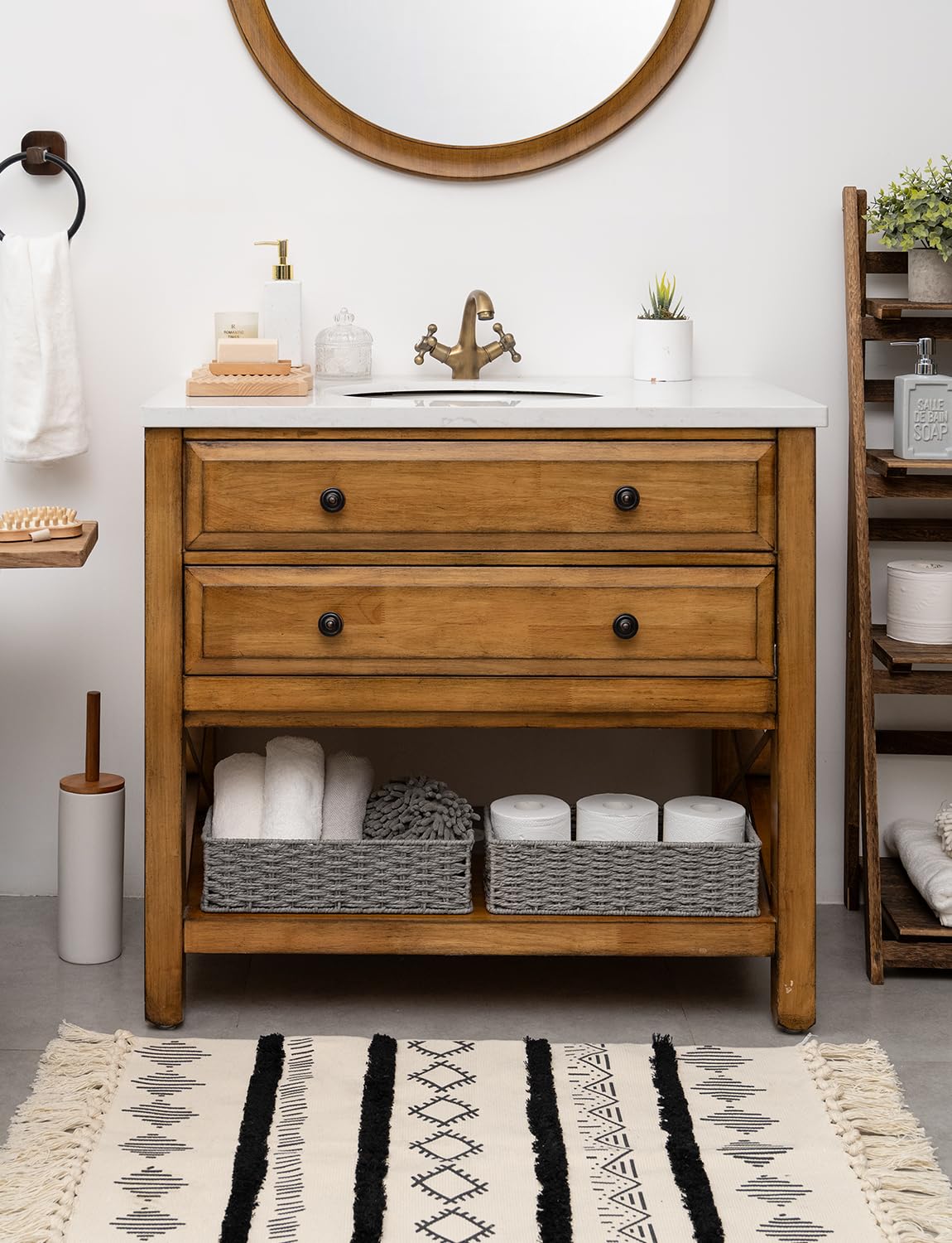 Storageworks Toilet Paper Storage, Grey Round Paper Rope Bathroom Basket, Small Baskets For Organizing, Toilet Paper Basket With